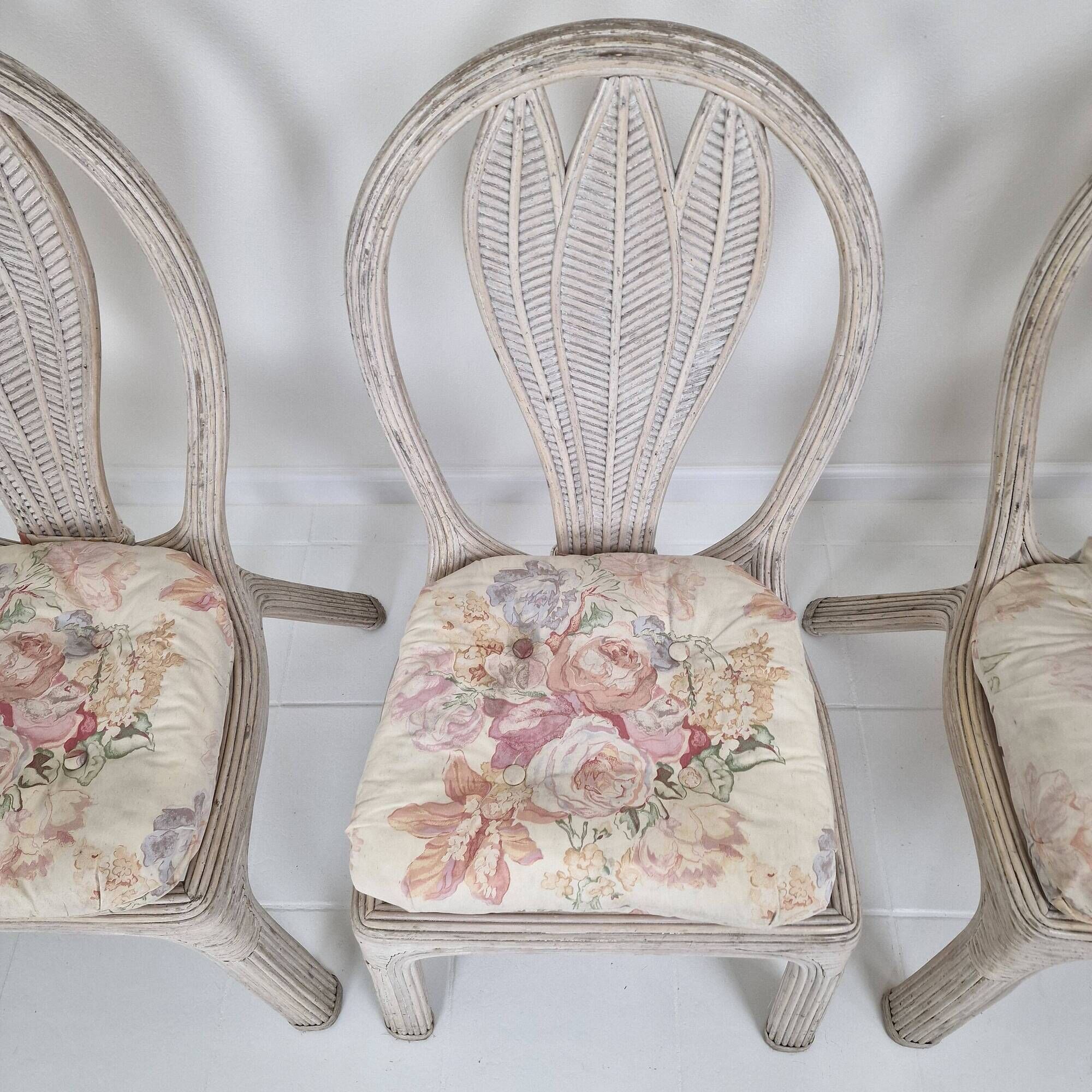 Set of 4 Vintage 'Palm Leaf' Chairs by Vivai del Sud – Hollywood Regency