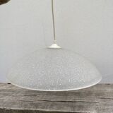 1980s speckled glass pendant light, grey and white