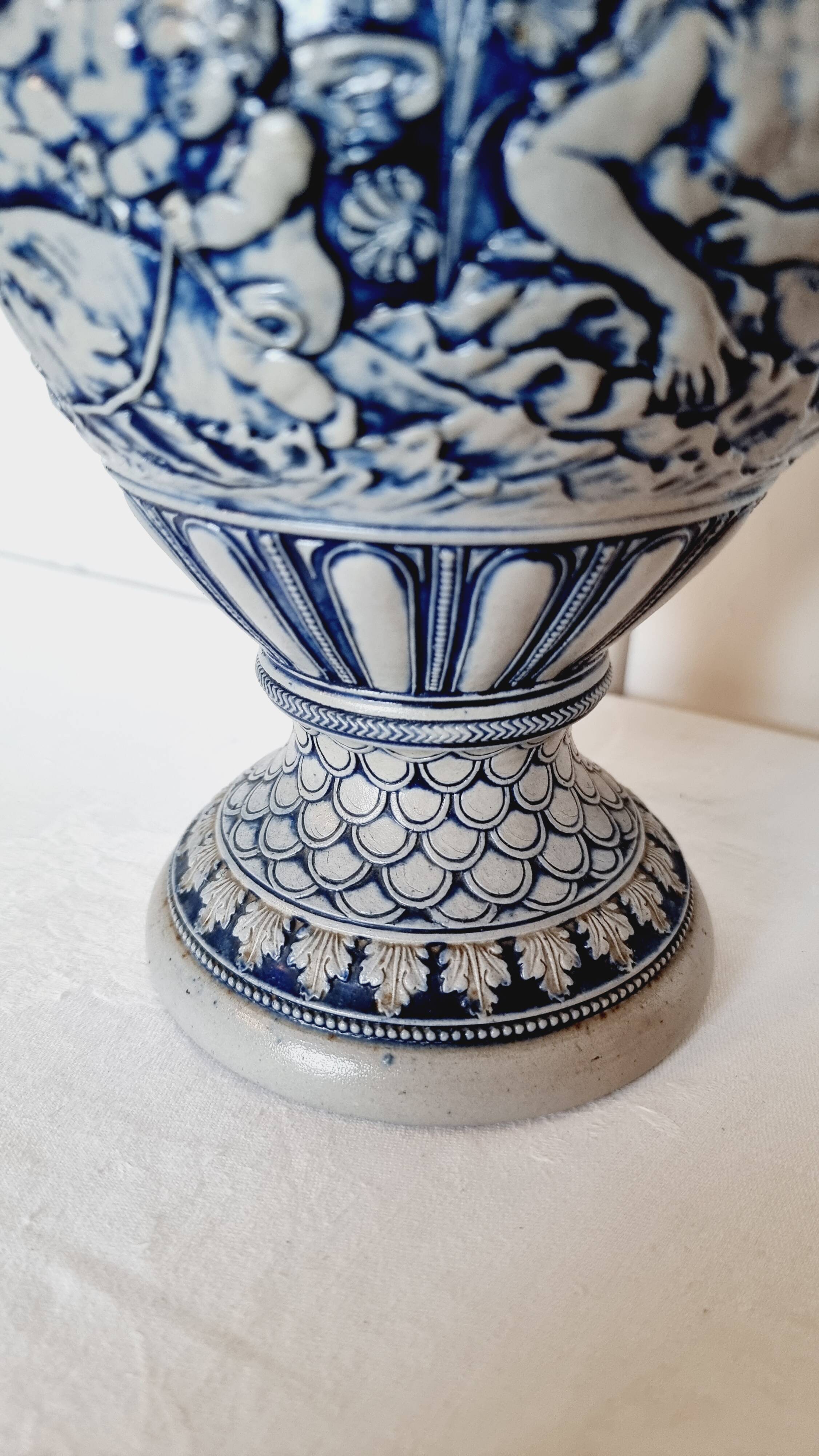 salt-glazed stoneware jug in German style, made by the prestigious house