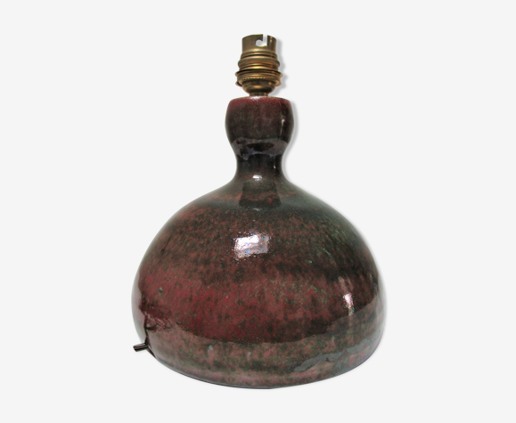 Enamelled sandstone lamp foot coloquinte shape Fontgombault 70s