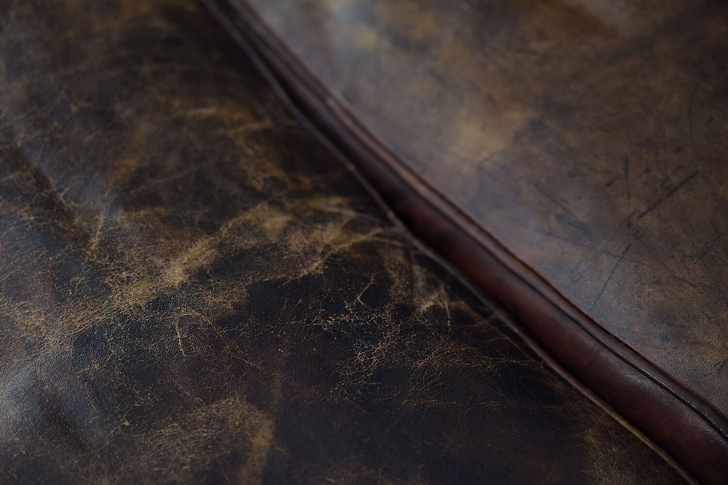 Antique brown leather chesterfield sofa, 1920s