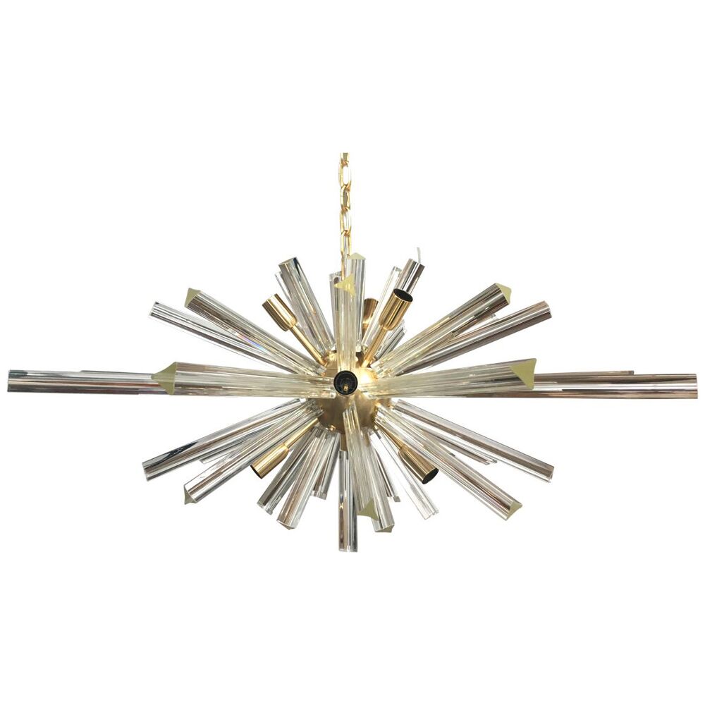 Transparent “triedro” murano glass oval sputnik chandelier