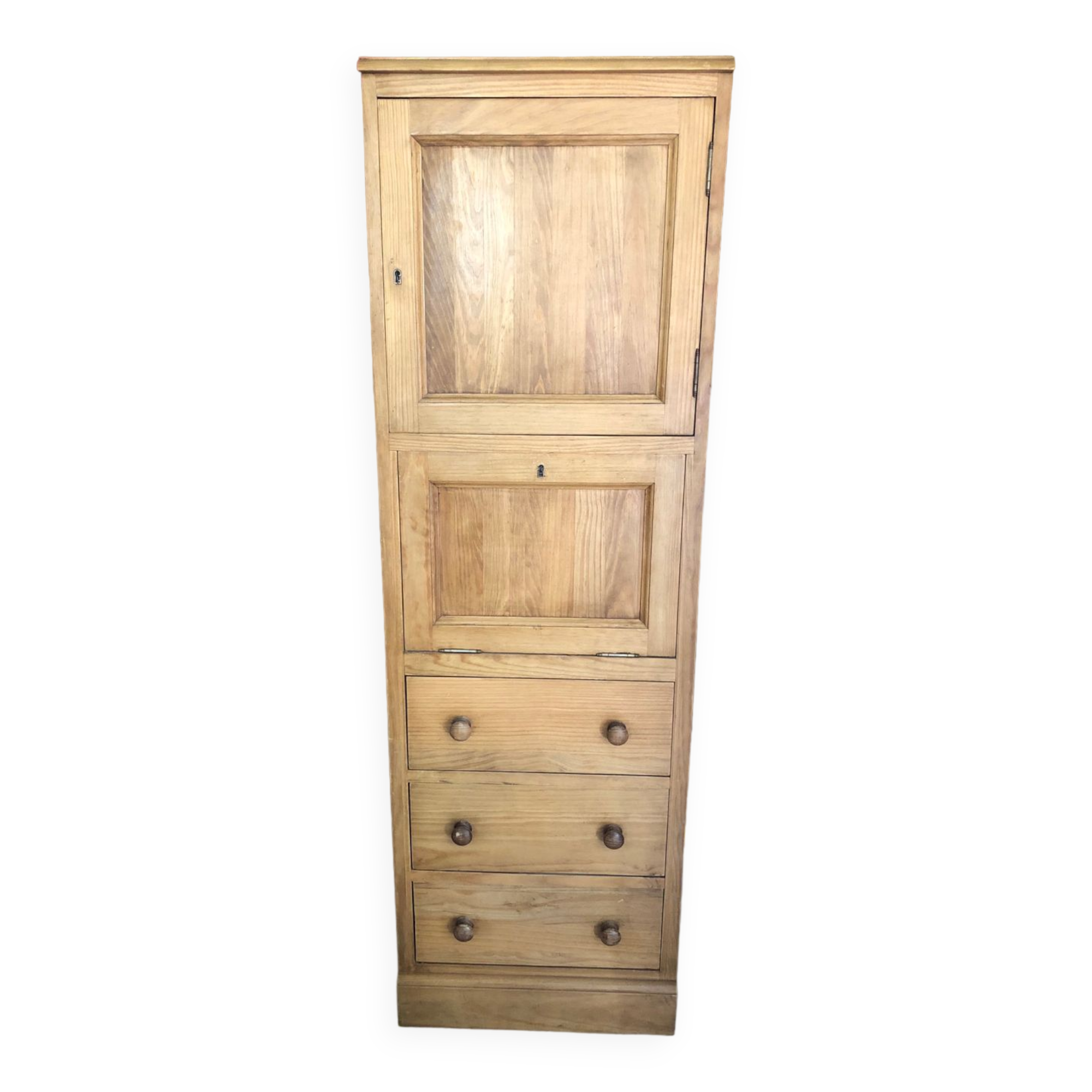 Secrétaire Ancien En Bois Massif – 2 Tiroirs – Bon état – Meuble De Bureau