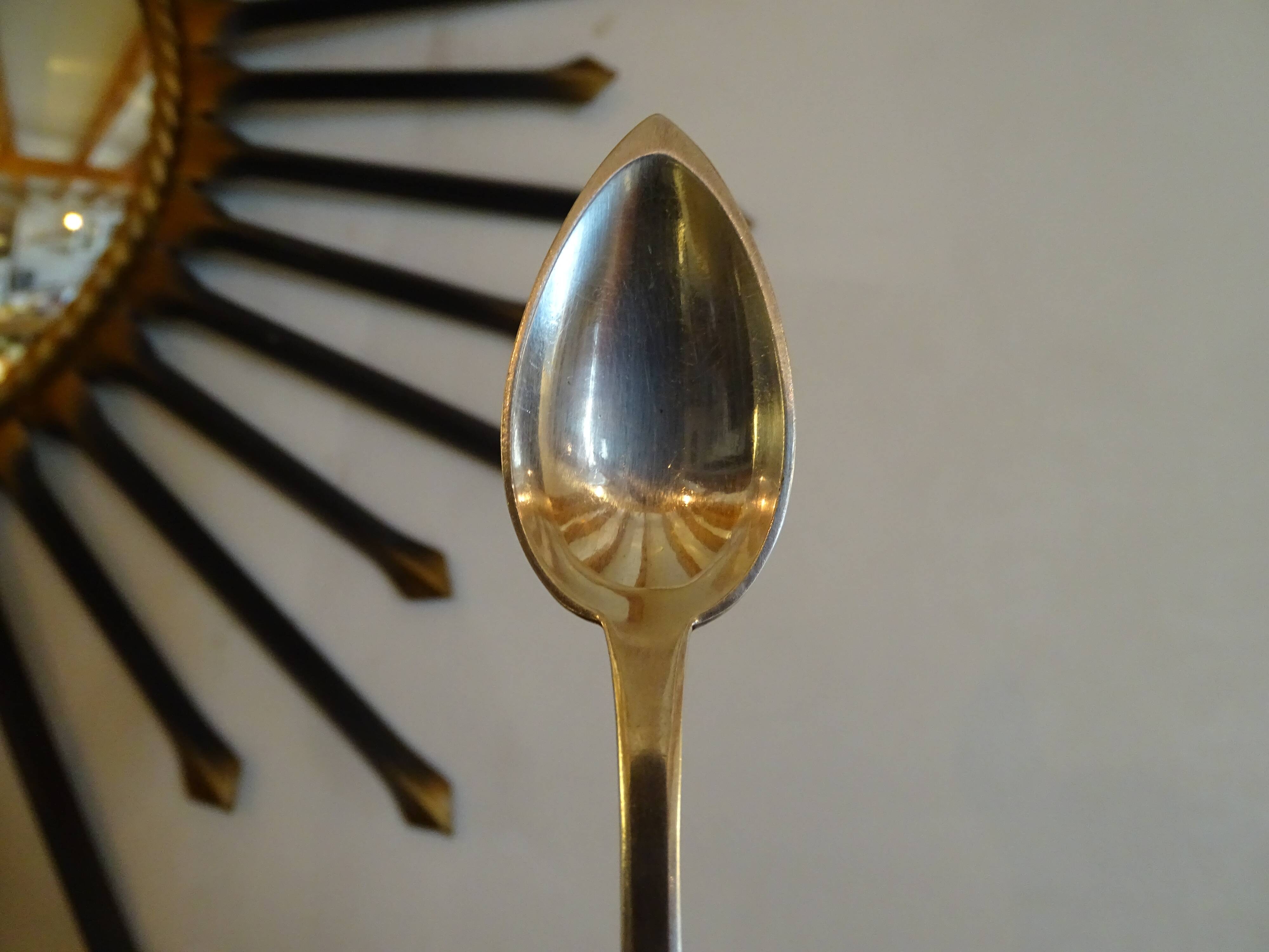 11 hallmarked Art Deco silver metal dessert/coffee spoons - 14.5 cm