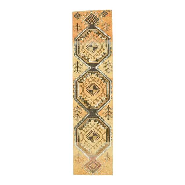 1970s Vintage Turkish Oushak Handmade Wool Runner 72x303