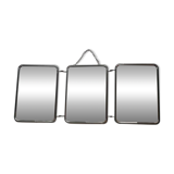 Barber mirror triptych chrome metal imitation cream leather vintage chain