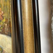 Ancient painting, Still Life with Flowers and Cartel Pendulum, signed, 20th century