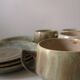Service box enamelled stoneware coffee cups, pierrefonds 1950