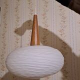 Suspension chandelier ceiling light frosted glass scandinavian France 1960 pop