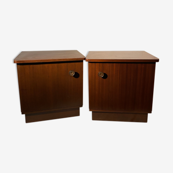 Pair of Vintage Dark Wood Night Stands