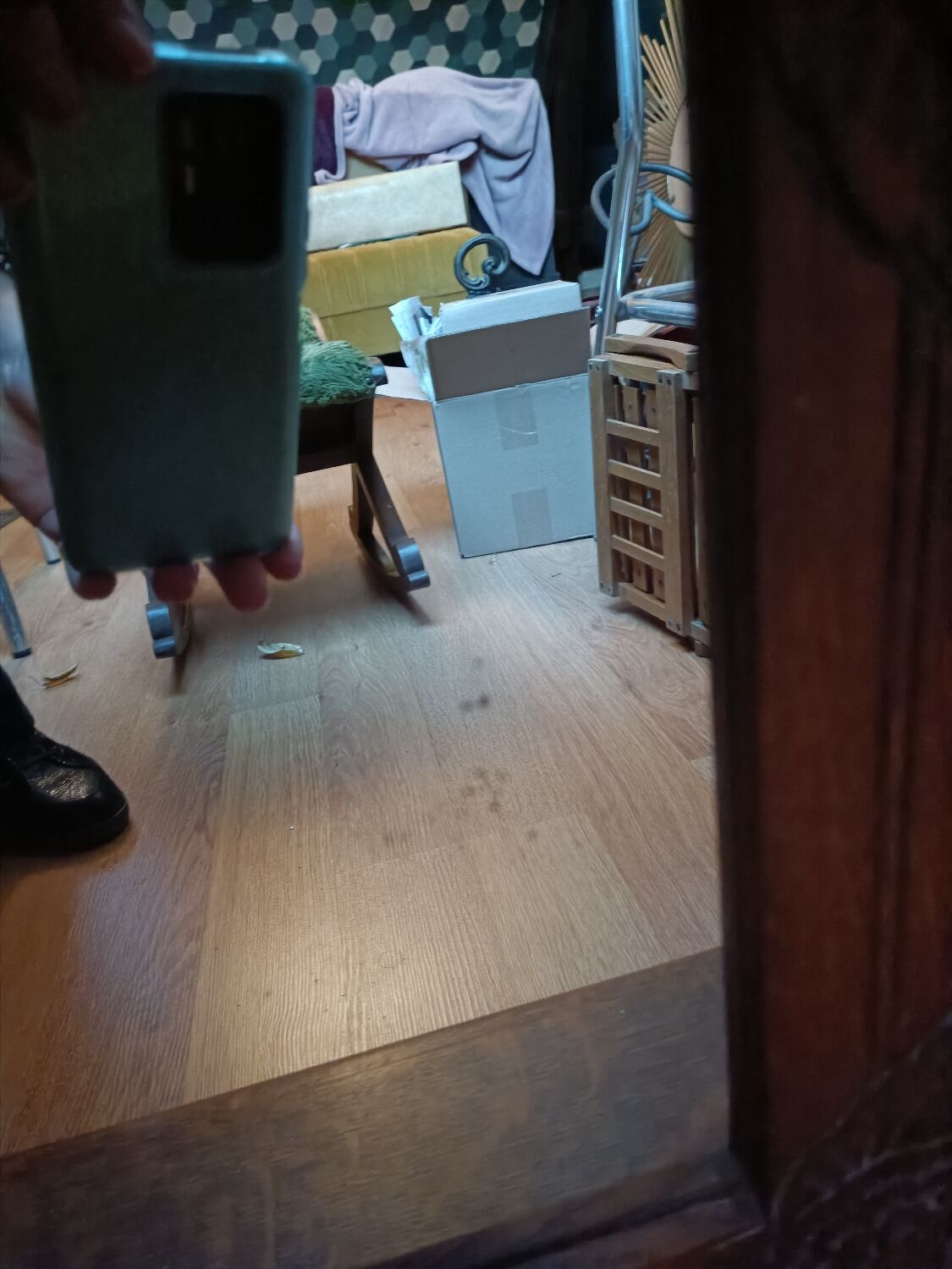 Mirror with 2 drawers solid oak. 50s