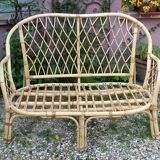 Lounge in rattan and bamboo