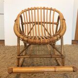 Rocking chair enfant en rotin vintage