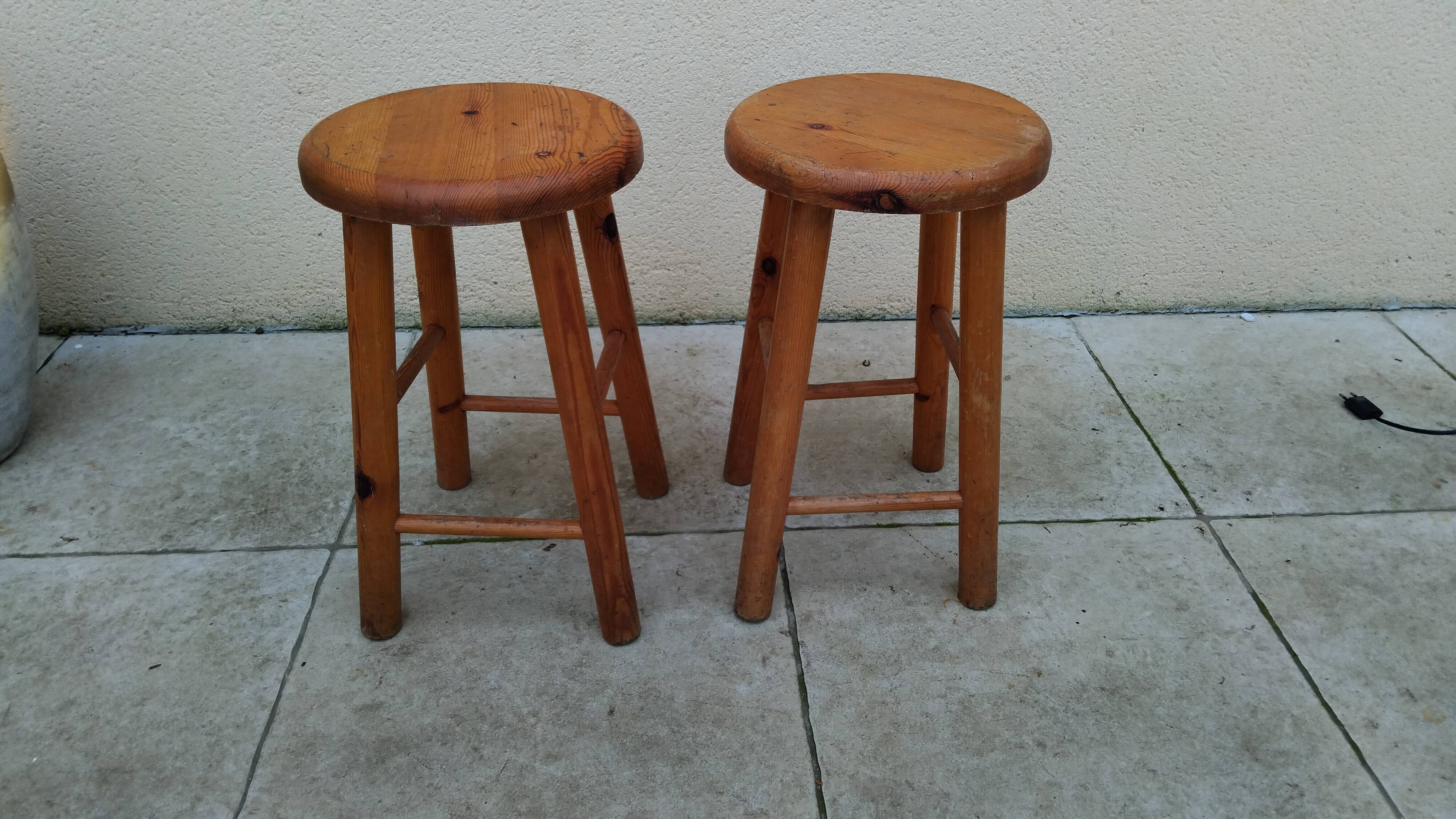 Pair of vintage pine stools