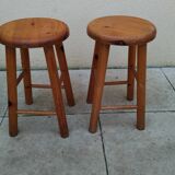 Pair of vintage pine stools