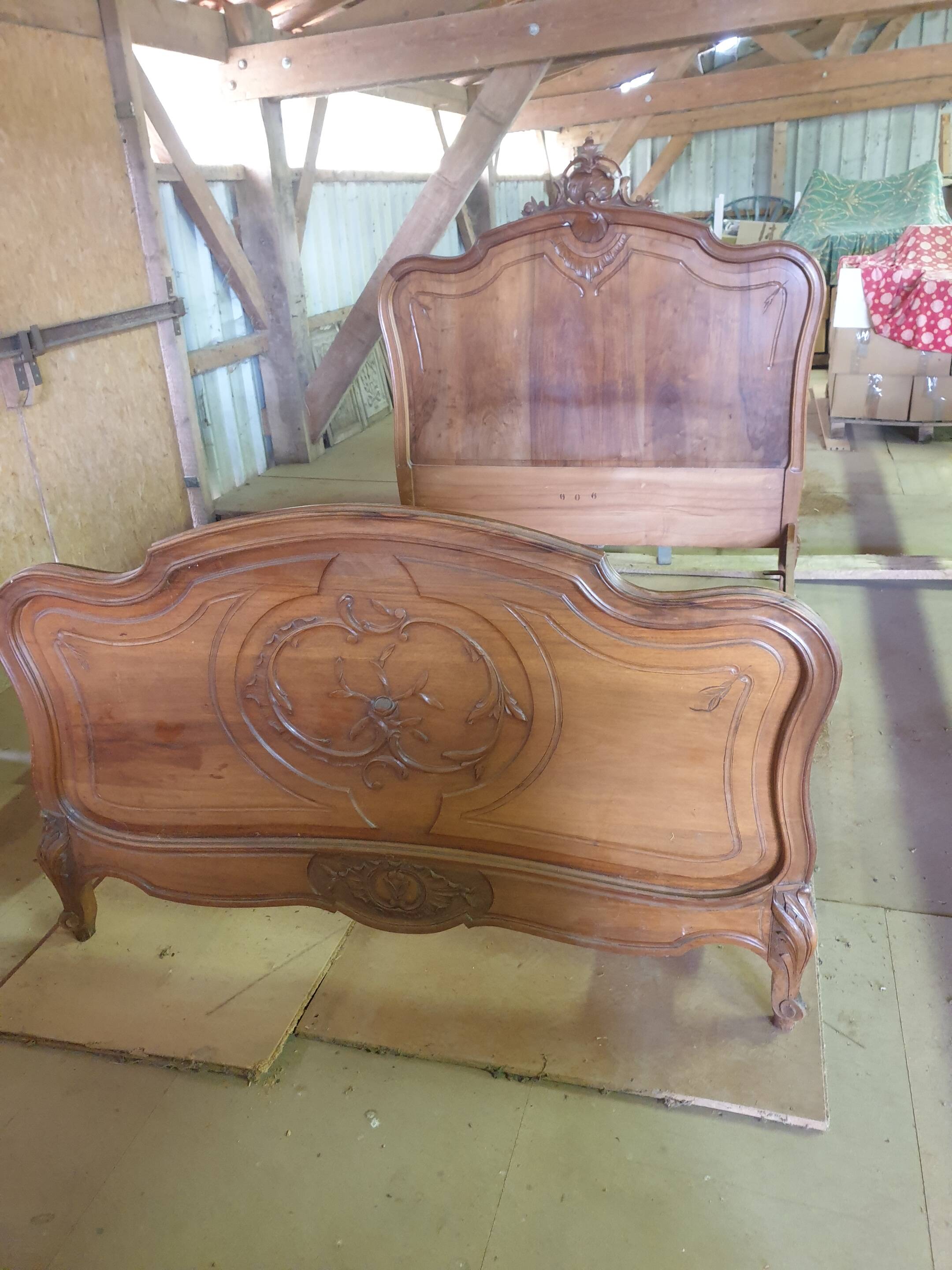 Walnut bed frame - Louis Philippe style