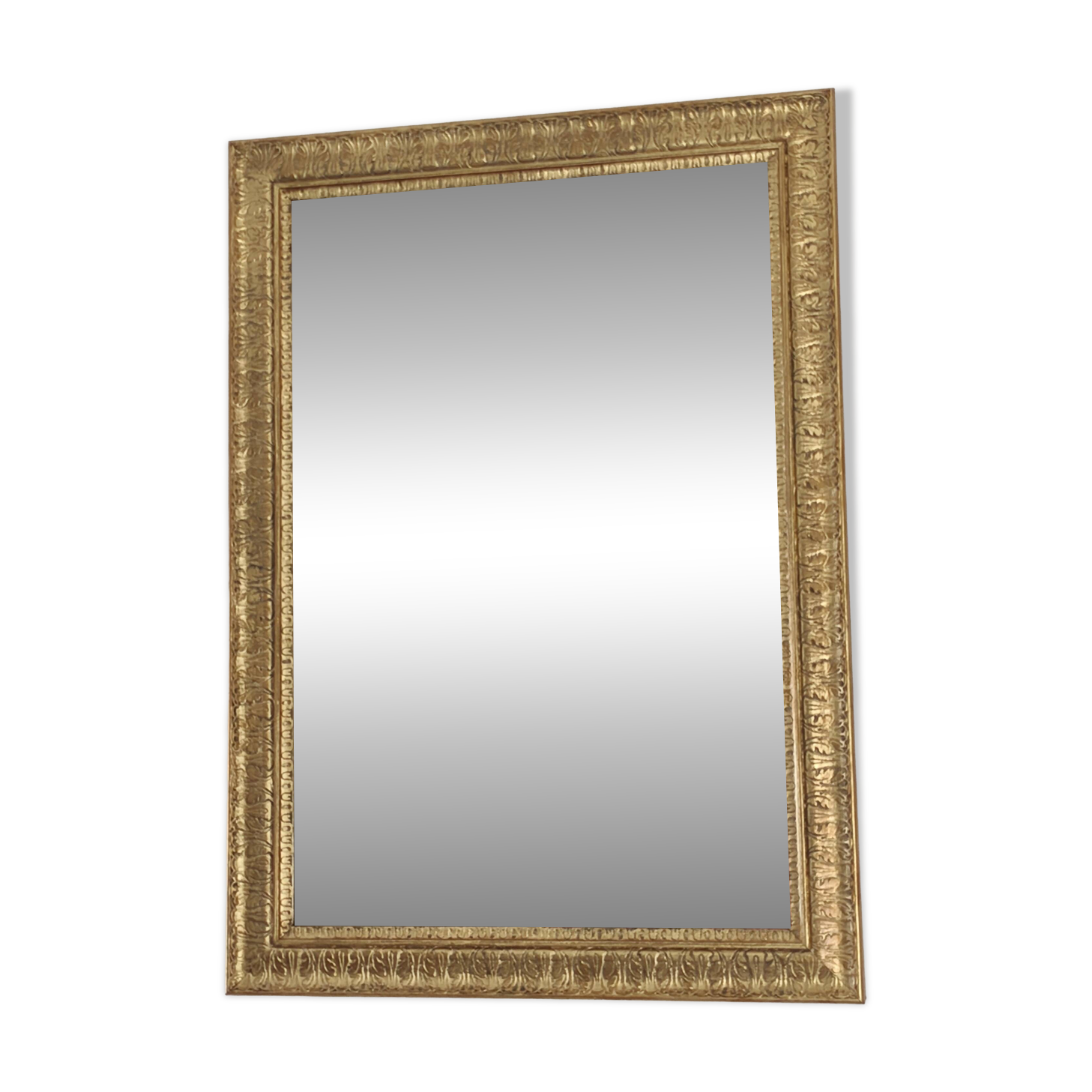 Antique gilded wooden rectangular mirror