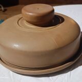 Cheese or cake dome, in iridescent speckled stoneware.