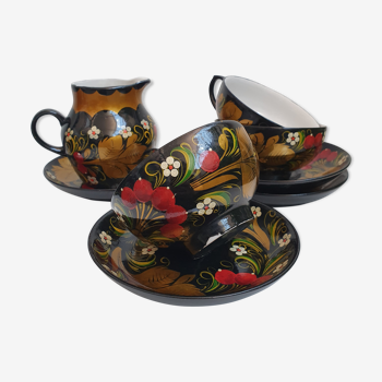 Hand-painted Russian tea service or coffee khokhloma