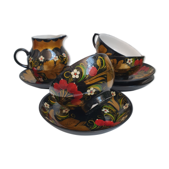 Hand-painted Russian tea service or coffee khokhloma