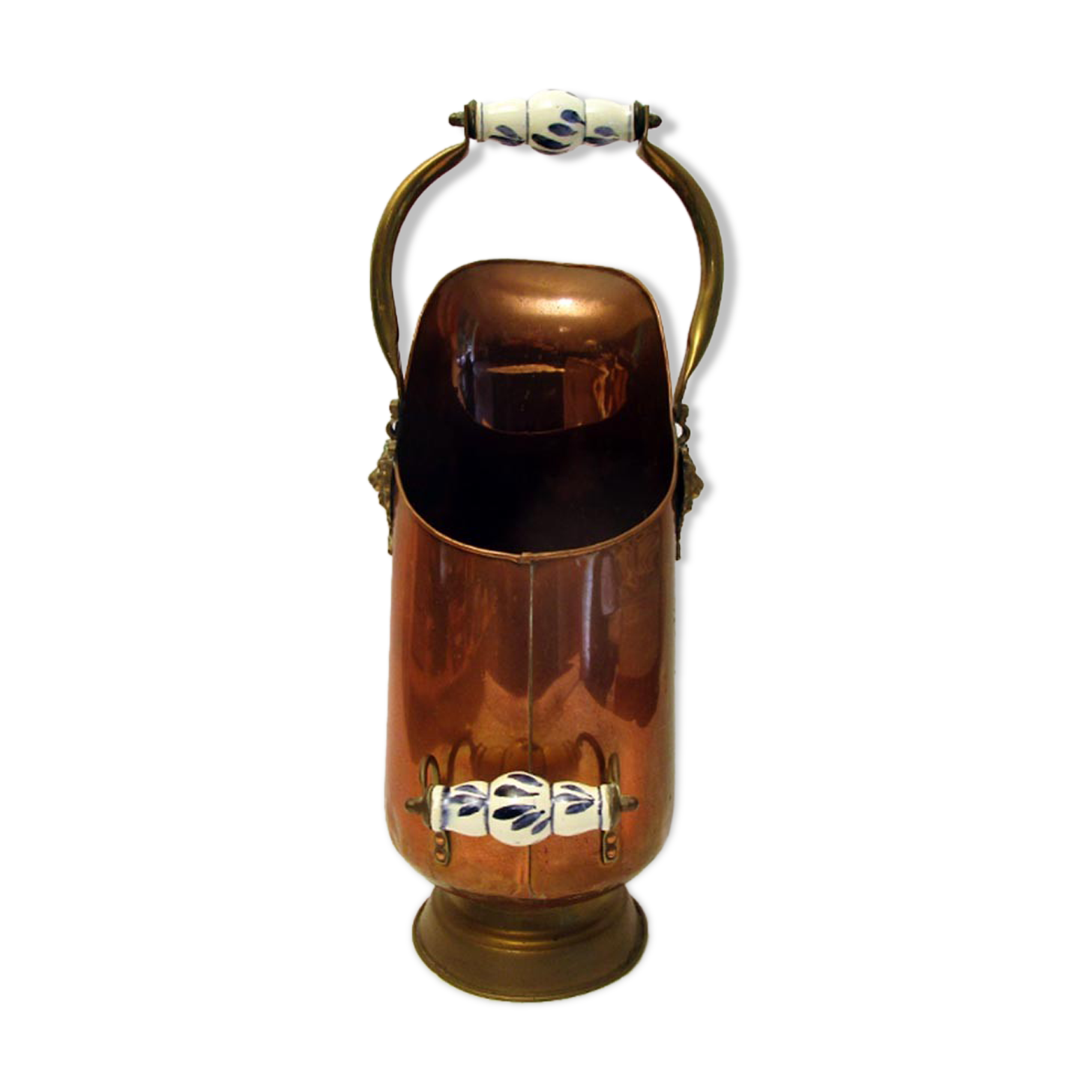 Copper and brass coal bucket