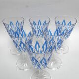 6 water glasses VMC Reims Harlequin blue