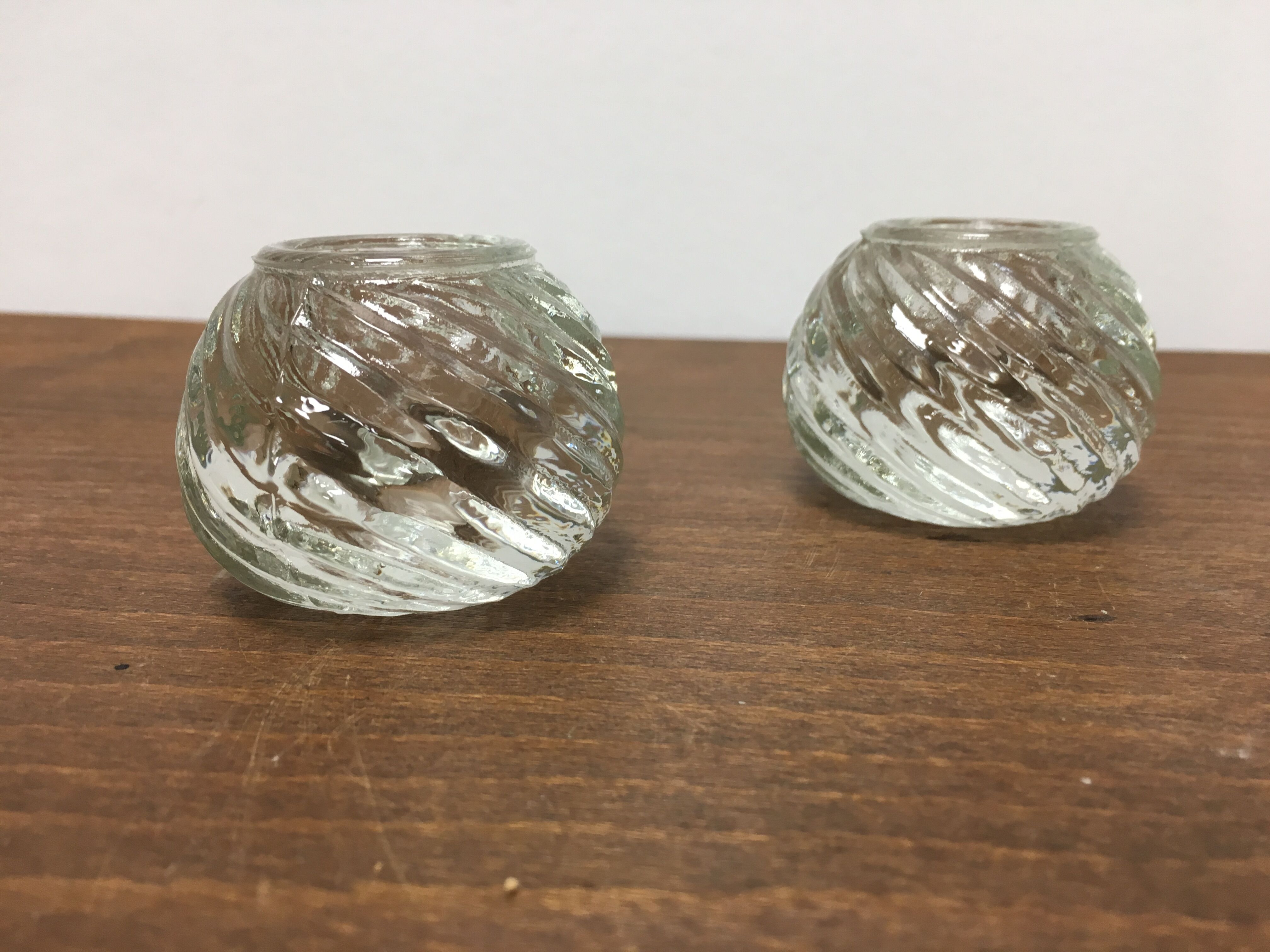 Pair of glass candlesticks