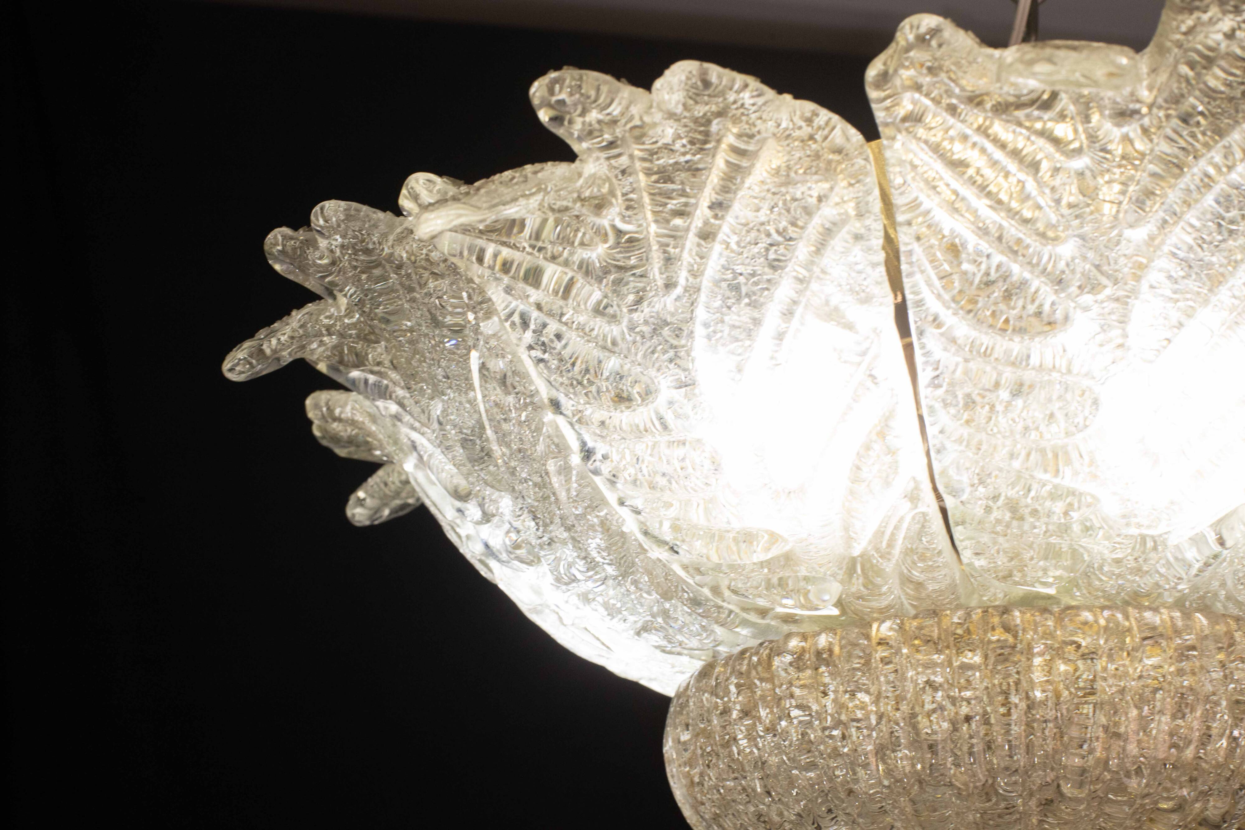 Splendid Amber Italian Murano Glass Ceiling Light, 1970s