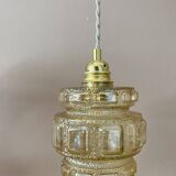 Vintage globe pendant light in amber glass