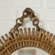 Vintage Bamboo Sunburst Wall Mirror / Mid Century Boho Decor 1970's