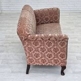 1960s, 3-seater Danish sofa, original salmon pink furniture velour.