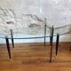 Set of trundle coffee tables in glass and brass