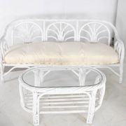 Salon en rotin blanchi