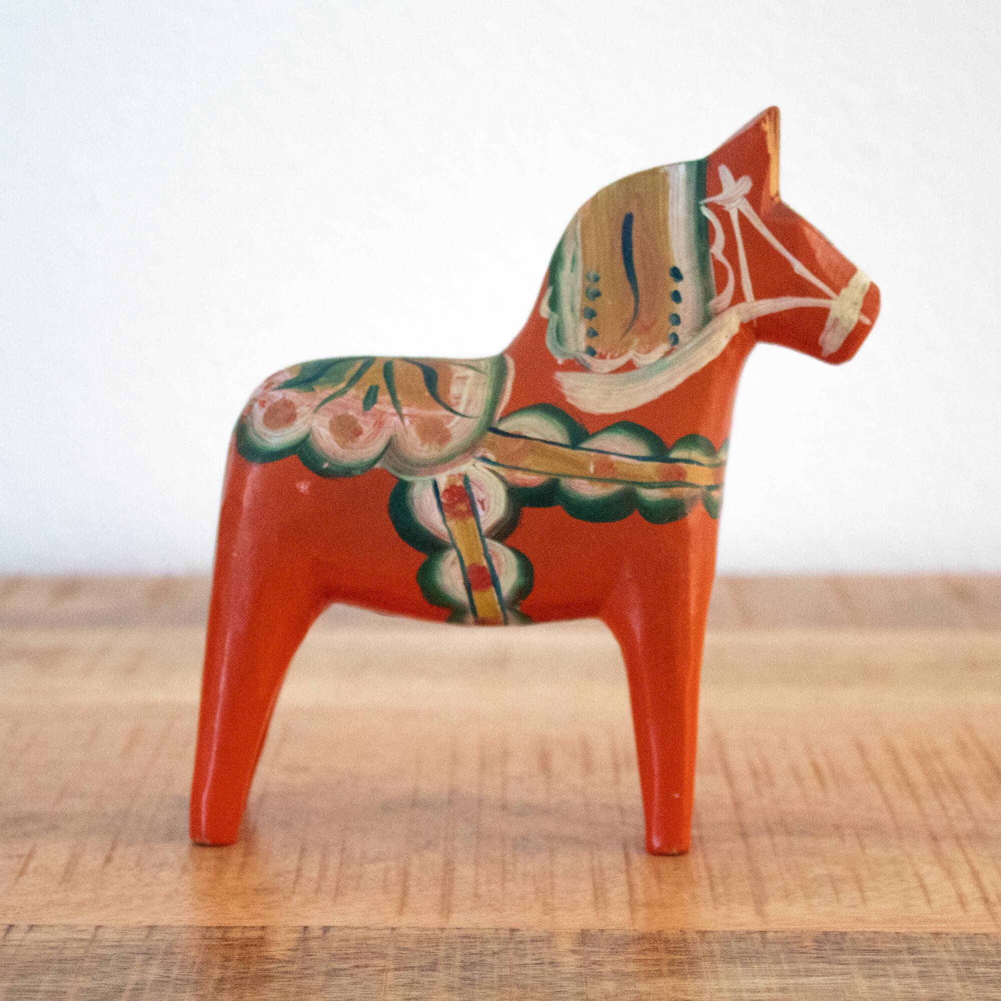 Original Vintage Nils Olsson Dala Horse: Swedish Wooden Folk Art Animal