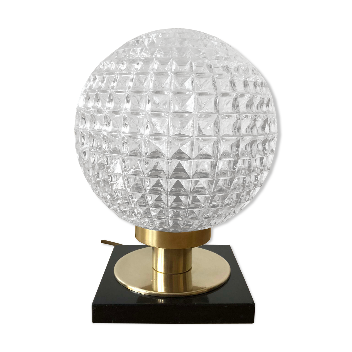 Lamp, marble, brass and chiseled glass 1960