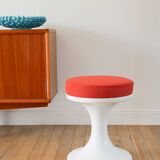 Tulip stool in Plastic and Wool, Rust, Space Age Design, 1970
