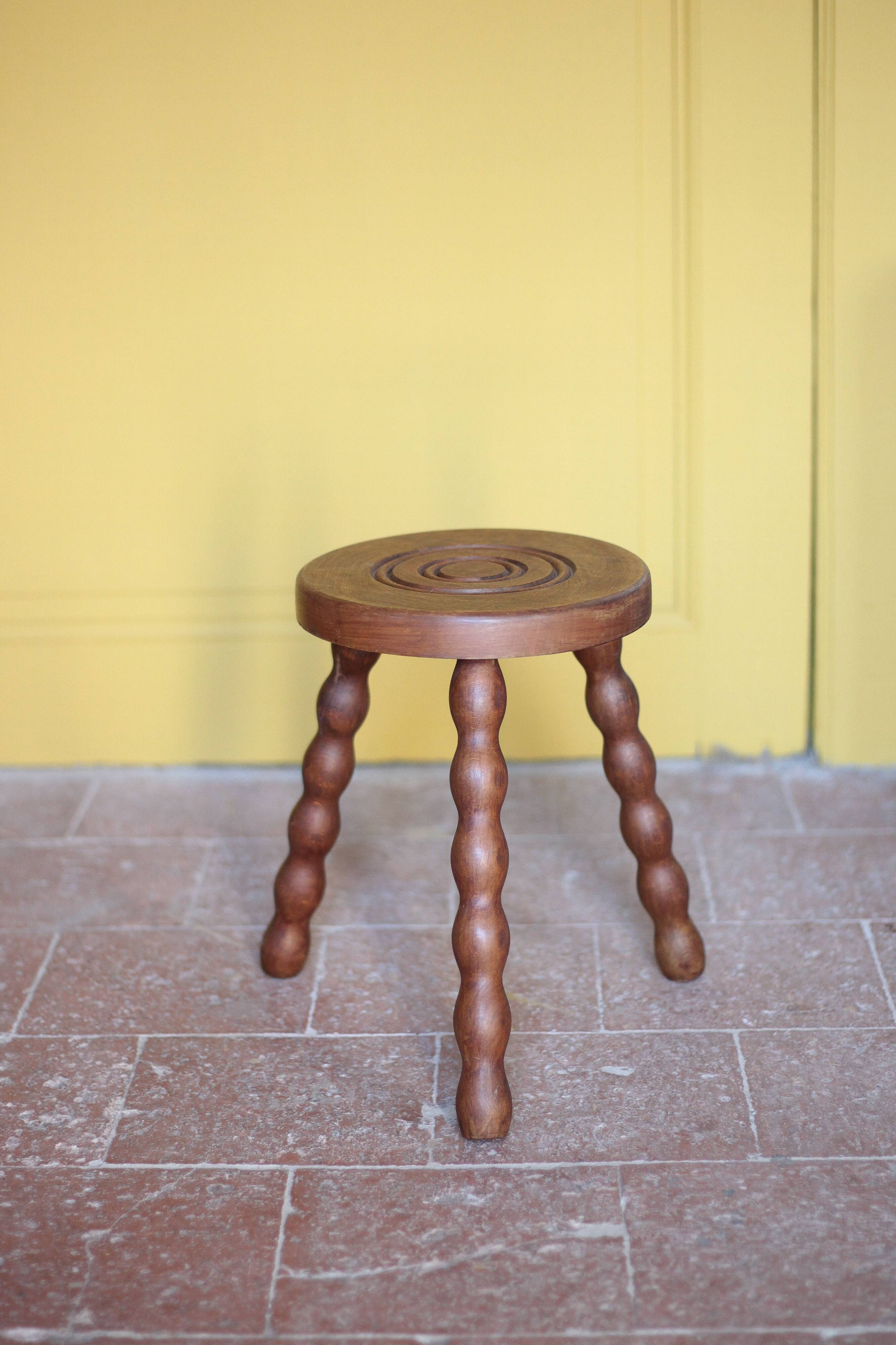 Vintage stool, wooden stool, tripod stool, accent chair