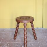 Vintage stool, wooden stool, tripod stool, accent chair