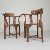 Set of 2 teak corner chairs, 1980s