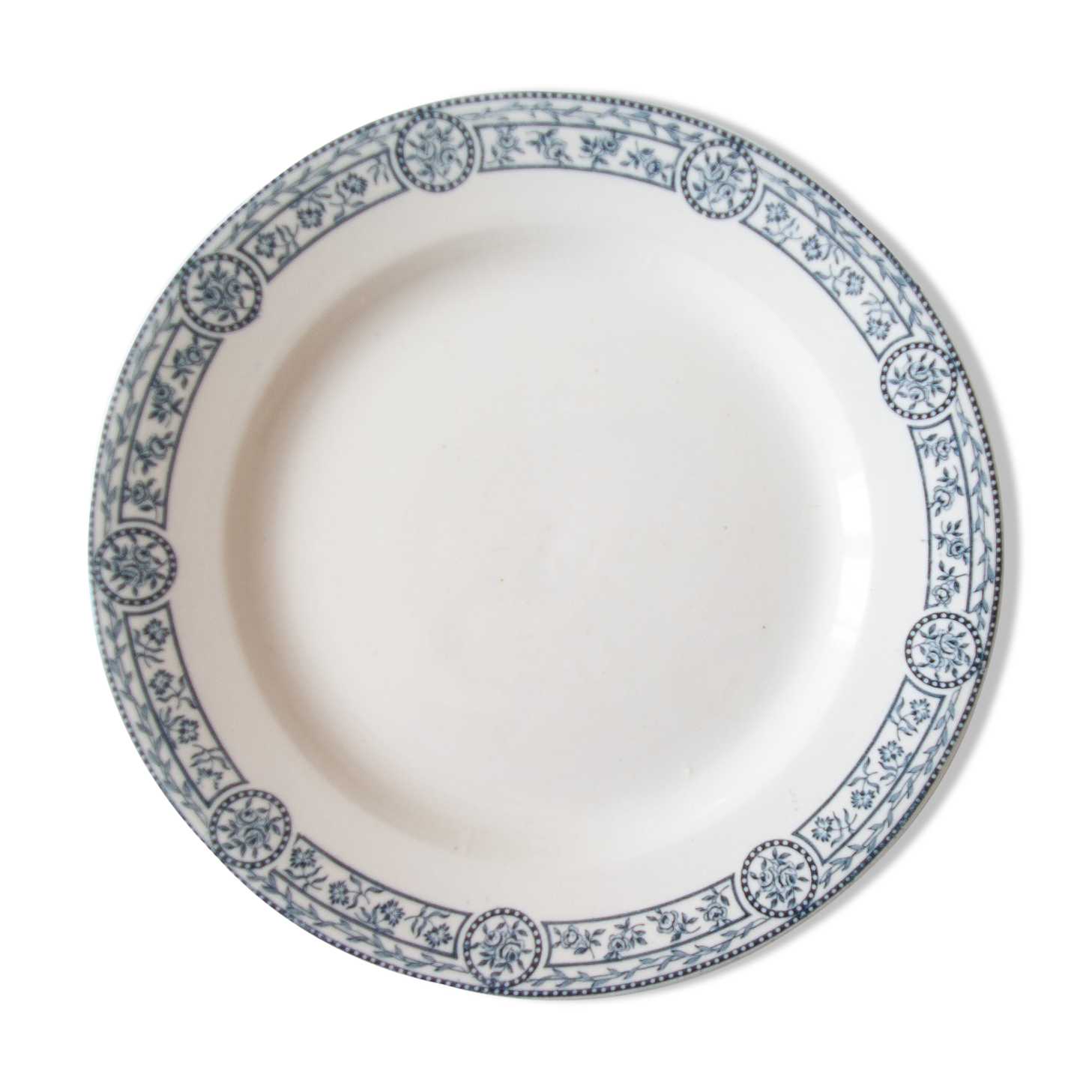 Suite of 5 plates old blue décor "Bristol"