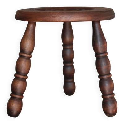 Tabouret vintage, tabouret tripode, tabouret d'appoint, porte-plante bois,