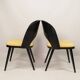 Vintage dining chairs set of 2 black oak wood retro yellow fabric
