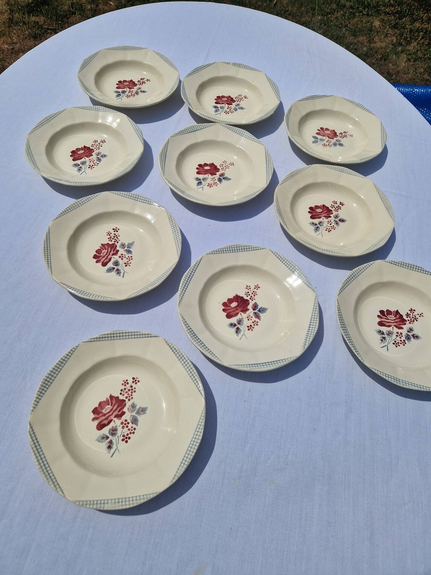 Set of 10 Deep Plates Model Josiane Sarreguemines Manufacture