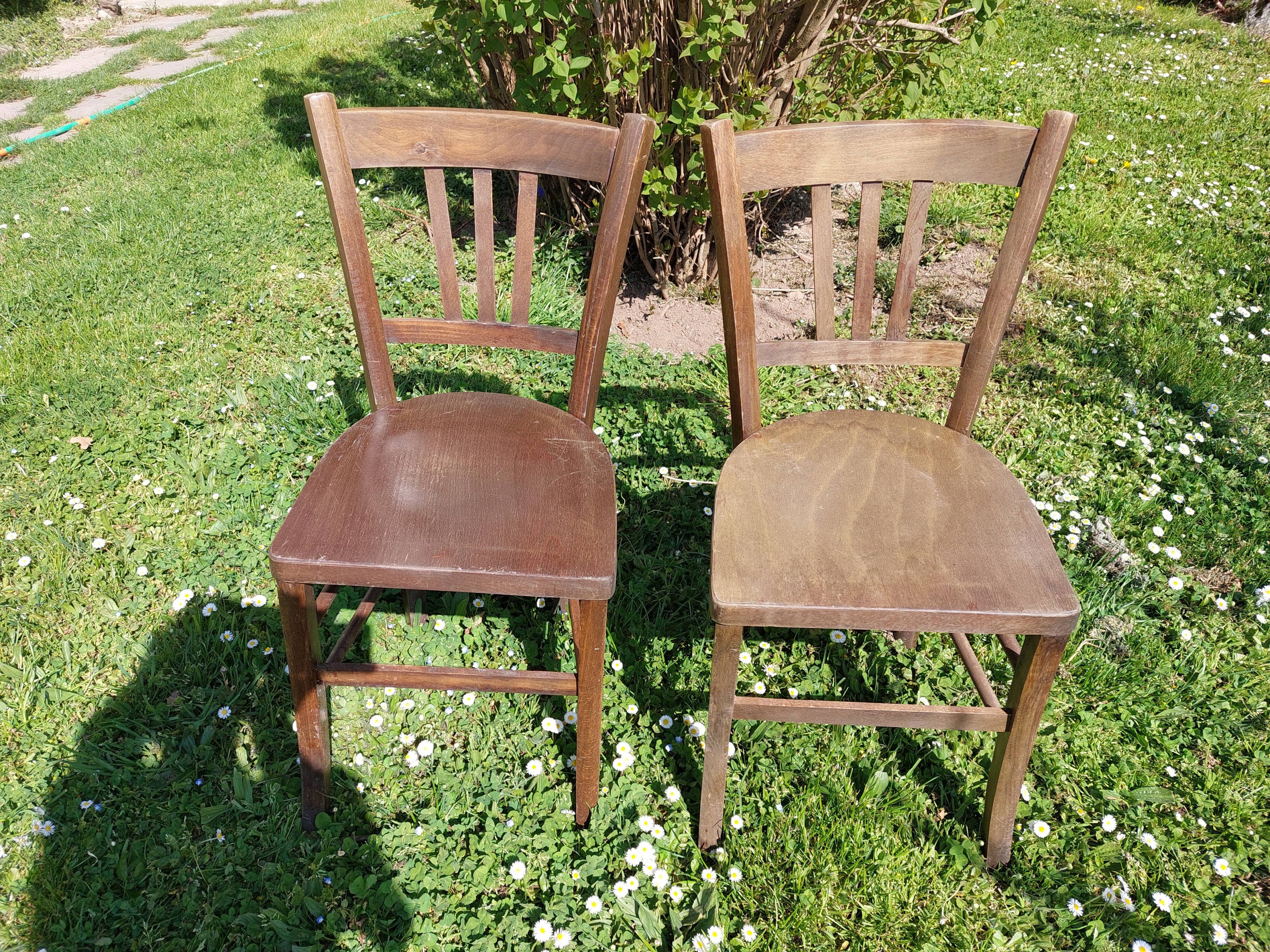 2 vintage wooden bistro chairs