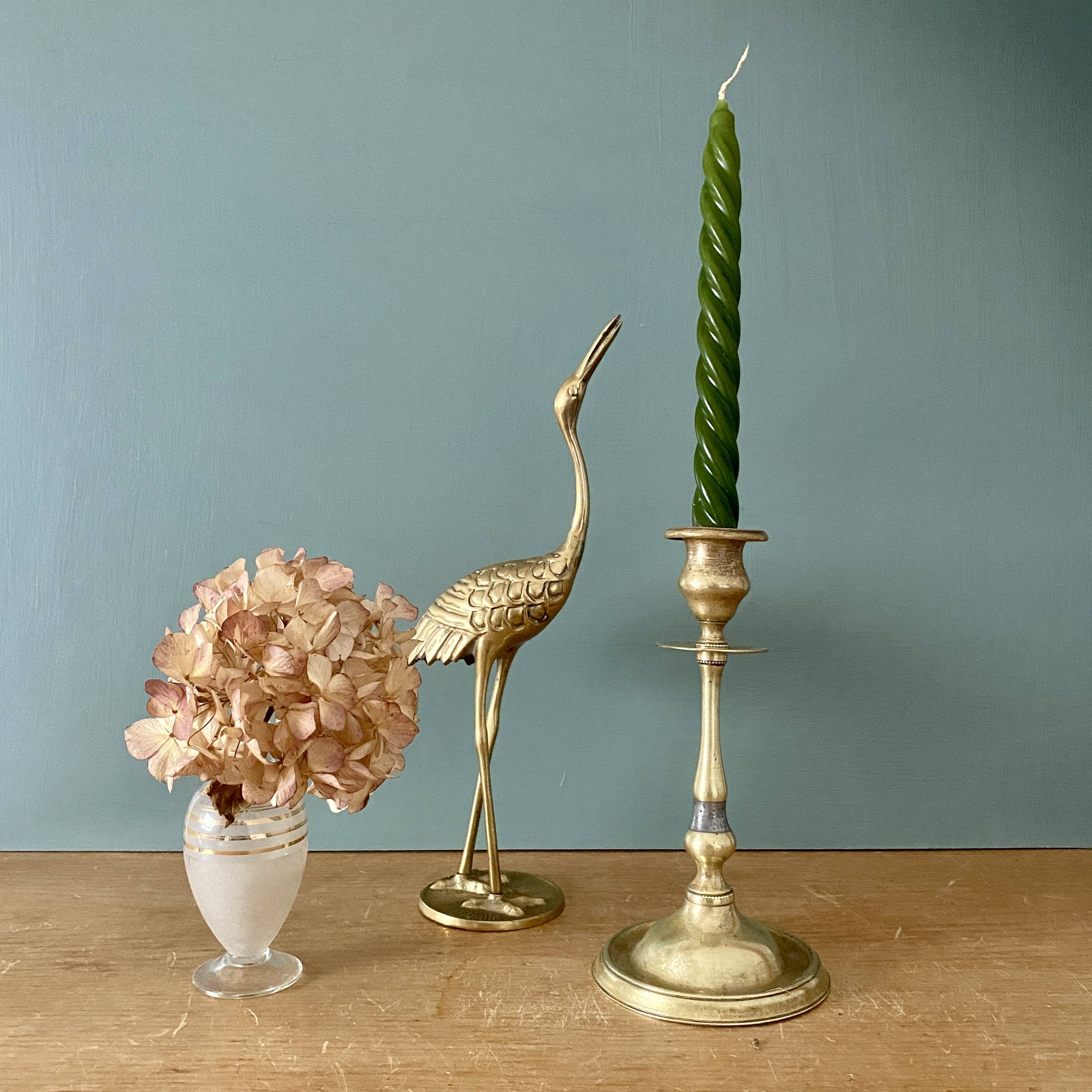 Antique brass candlestick holder