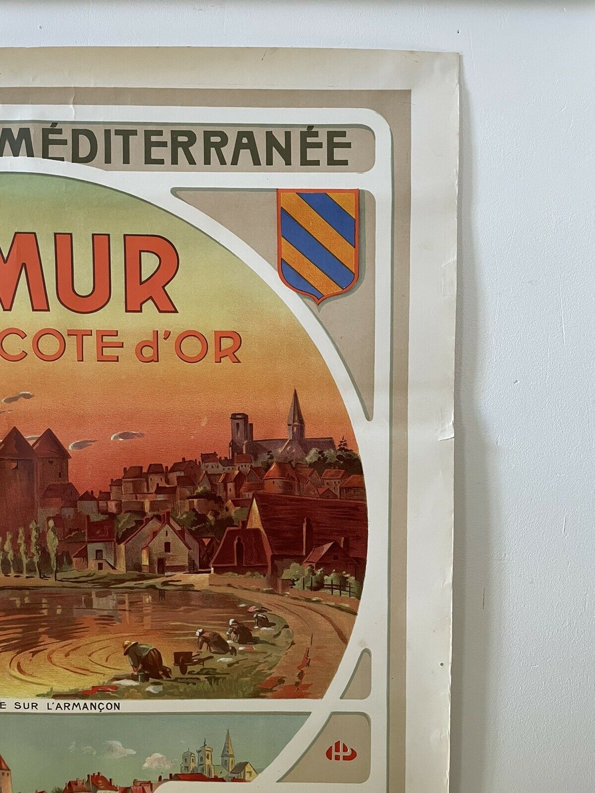 Original poster chemin de fer plm - semur en auxois, henri polard