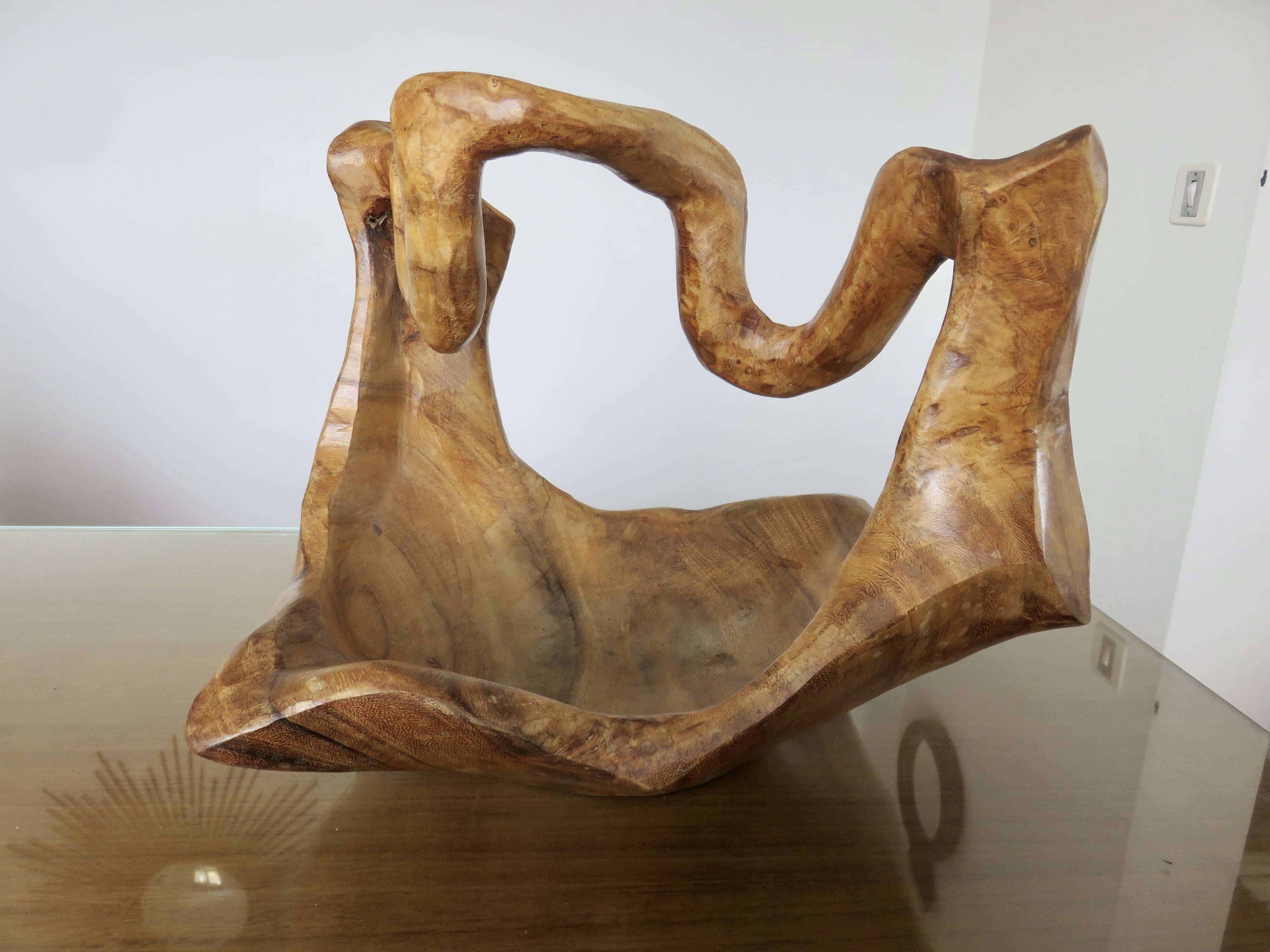 Very large olive wood fruit bowl, 1970, unique item.