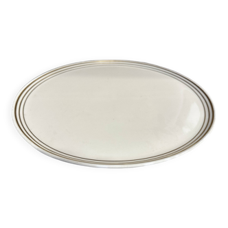 Lanternier & Co Limoges -  Plat Rond Art-Deco Liserés Or Diamètre 33 cm