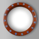 French carved wooden mirror with elegant lined frame, 1950s