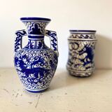 Small amphora vase in old hand-painted ceramic